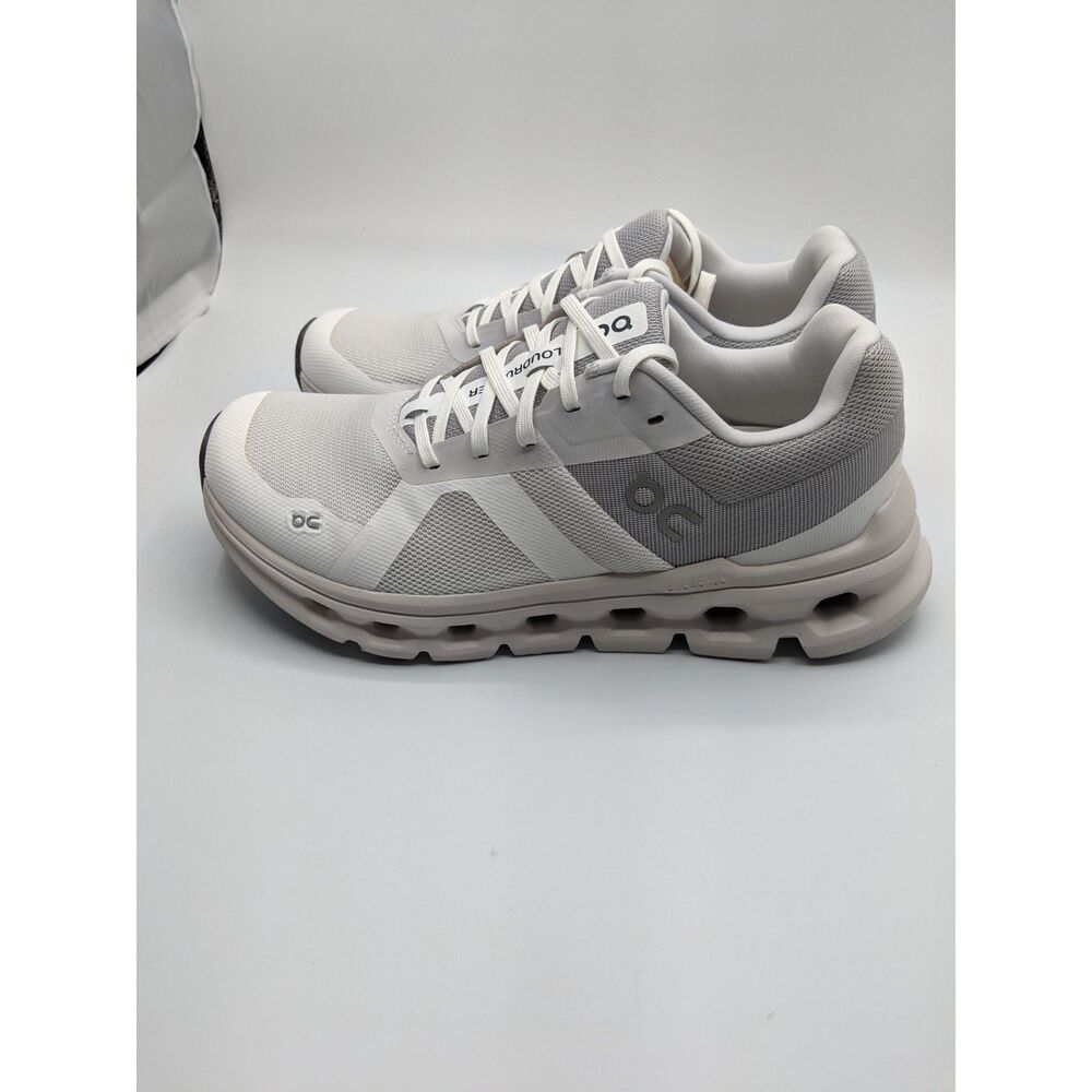 On Women's Cloudrunner Sneakers, White/Frost, 8 Medium US